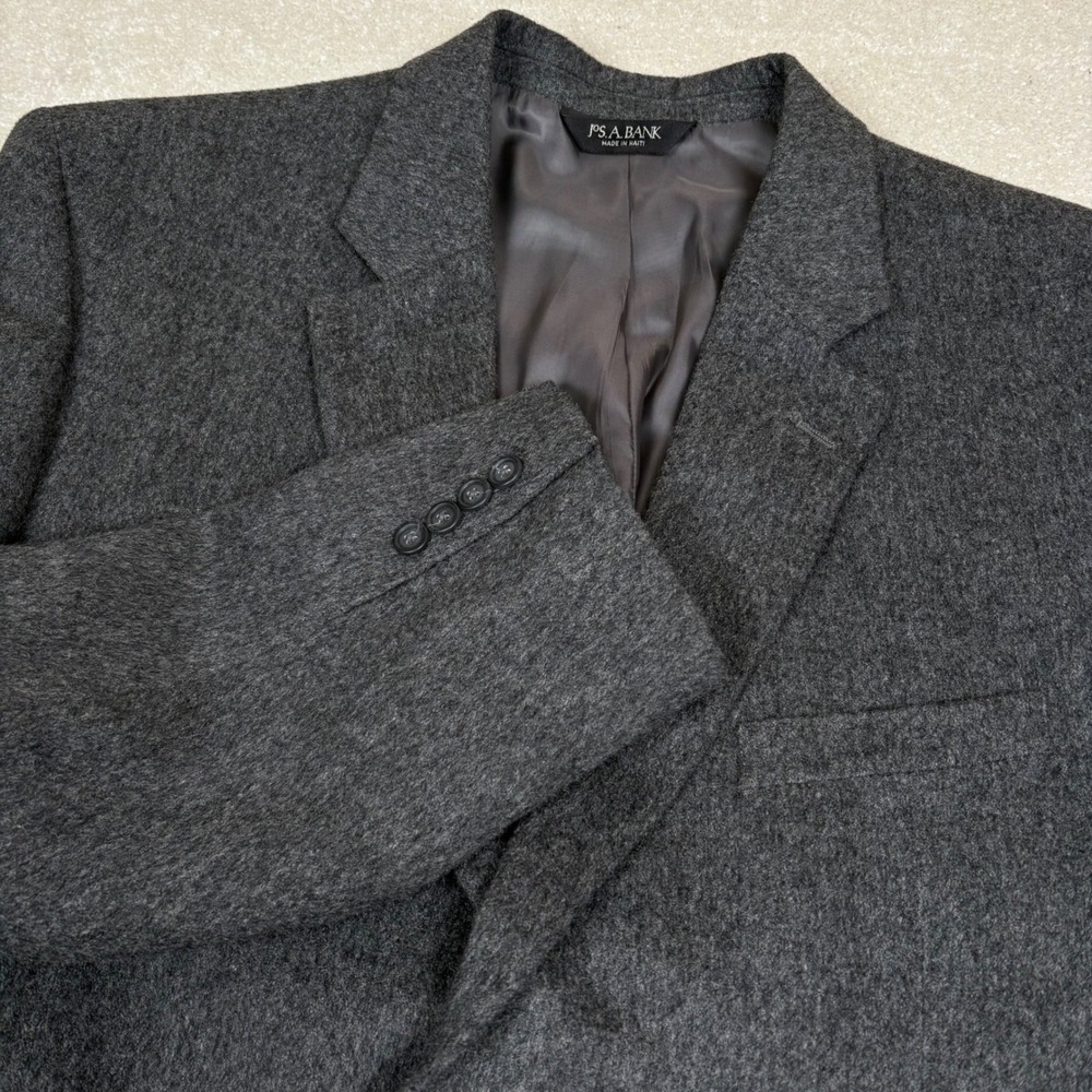 Jos A Bank Mens Charcoal Gray Camel Hair Blazer 46L Two Button Sport Coat Jacket